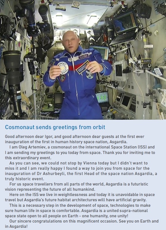 Cosmonaut Oleg Atremiev sends a message from the International Space Station.